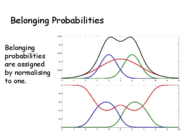 Belonging Probabilities Belonging probabilities are assigned by normalising to one. 