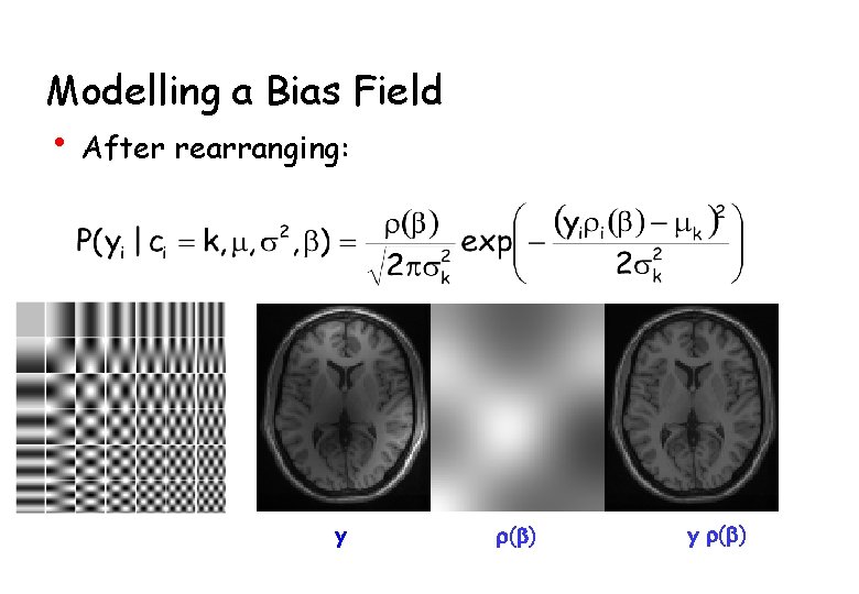 Modelling a Bias Field • After rearranging: y r(b) 