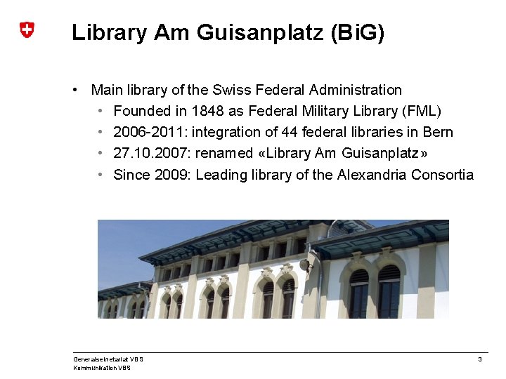 Library Am Guisanplatz (Bi. G) • Main library of the Swiss Federal Administration •