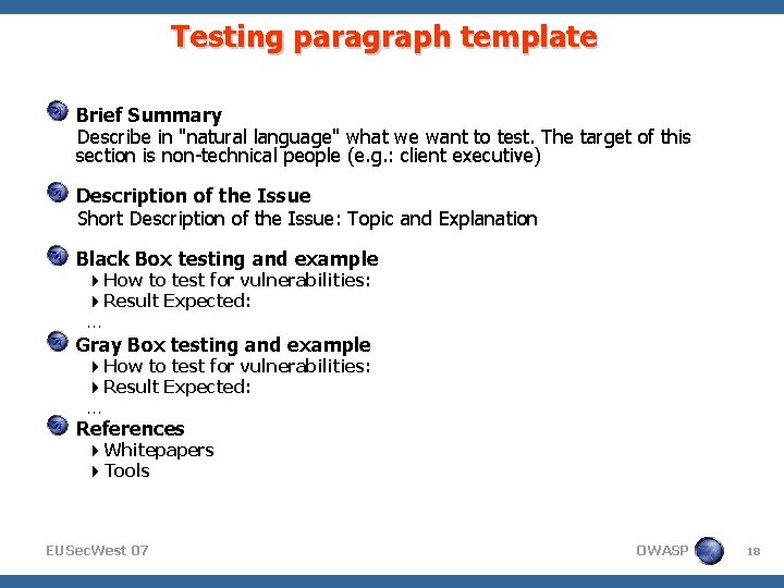 Testing paragraph template Brief Summary Describe in "natural language" what we want to test.