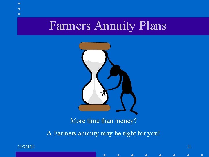 Farmers Annuity Plans More time than money? A Farmers annuity may be right for