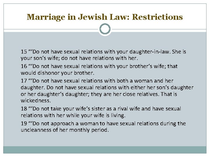 Marriage in Jewish Law: Restrictions 15 “‘Do not have sexual relations with your daughter-in-law.