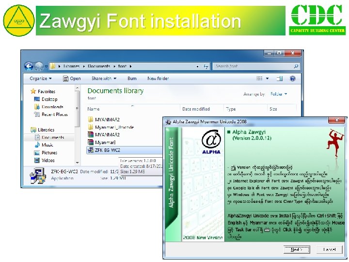 Zawgyi Font installation 