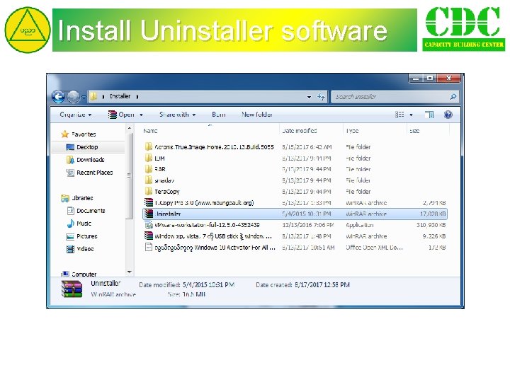 Install Uninstaller software 