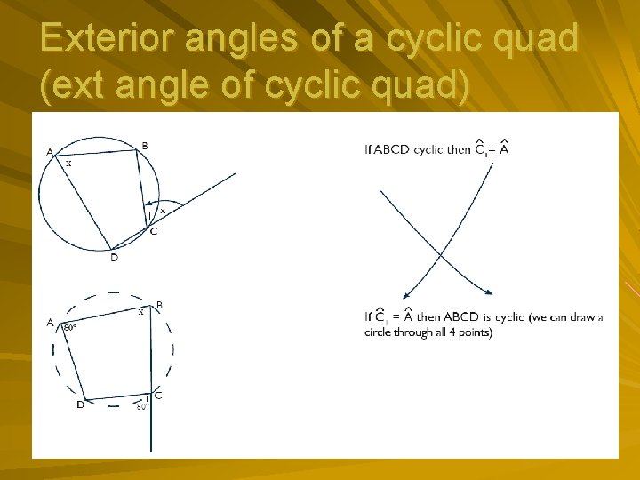 Exterior angles of a cyclic quad (ext angle of cyclic quad) 