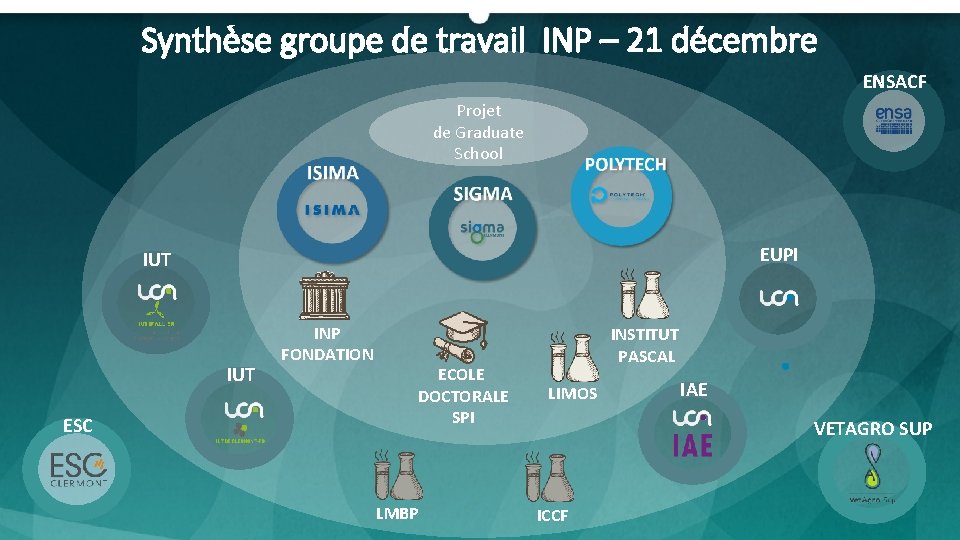 Synthèse groupe de travail INP – 21 décembre ENSACF Projet de Graduate School EUPI