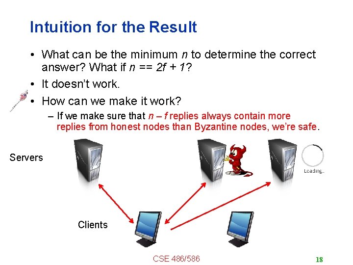 Intuition for the Result • What can be the minimum n to determine the