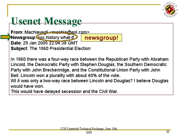 Usenet Message From: Machiavegli <machia@aol. com> Newsgroup: soc. history. what-if newsgroup! Date: 29 Jan