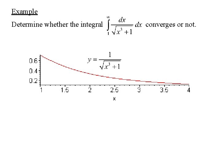 Example Determine whether the integral converges or not. 