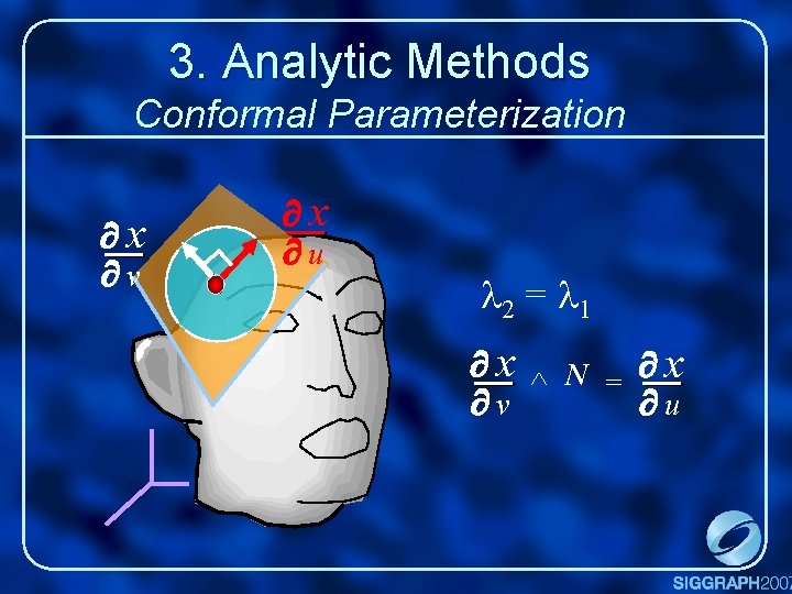 3. Analytic Methods Conformal Parameterization x v x u l 2 = l 1