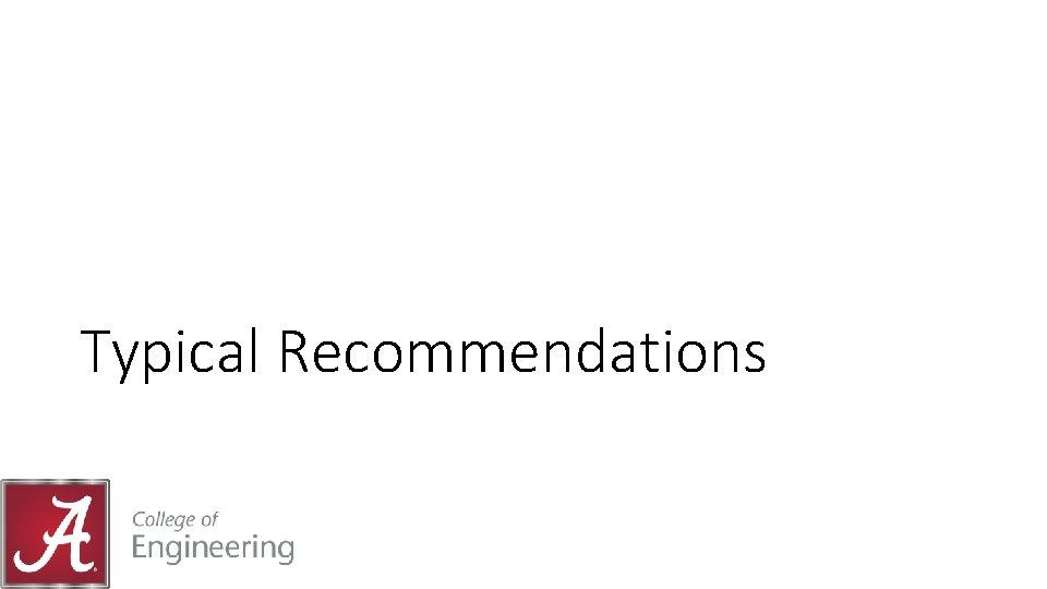 Typical Recommendations 
