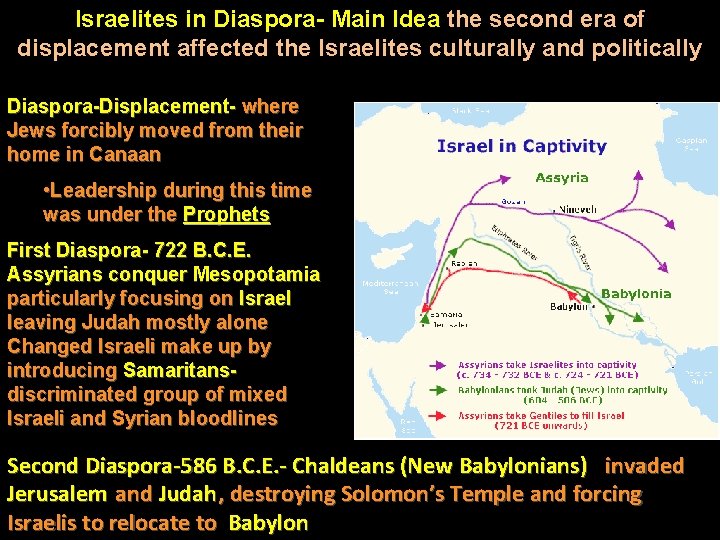 Israelites in Diaspora- Main Idea the second era of displacement affected the Israelites culturally
