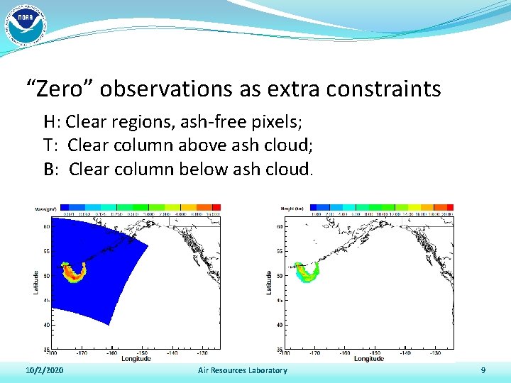 “Zero” observations as extra constraints H: Clear regions, ash-free pixels; T: Clear column above