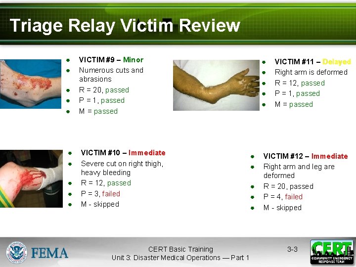 Triage Relay Victim Review ● ● ● ● ● VICTIM #9 – Minor Numerous