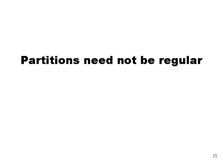 Partitions need not be regular 15 