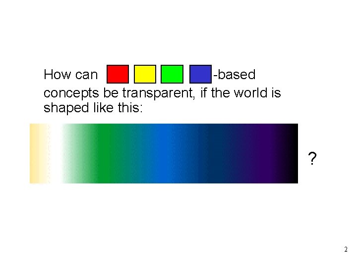 Theory of vagueness How can -based concepts be transparent, if the world is shaped