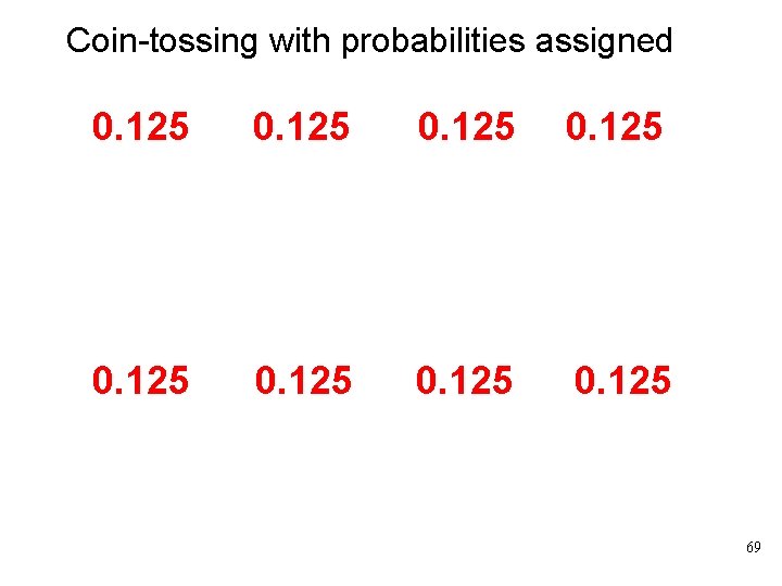 Coin-tossing with probabilities assigned 0. 125 0. 125 69 