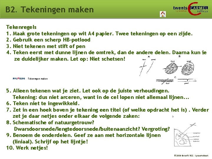 B 2. Tekeningen maken Tekenregels 1. Maak grote tekeningen op wit A 4 papier.