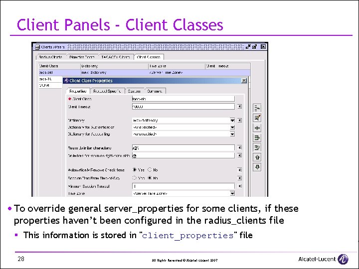 Client Panels - Client Classes · To override general server_properties for some clients, if