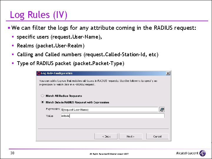 Log Rules (IV) · We can filter the logs for any attribute coming in