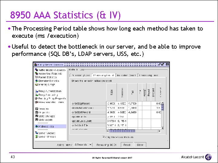 8950 AAA Statistics (& IV) · The Processing Period table shows how long each