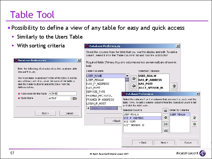 Table Tool · Possibility to define a view of any table for easy and