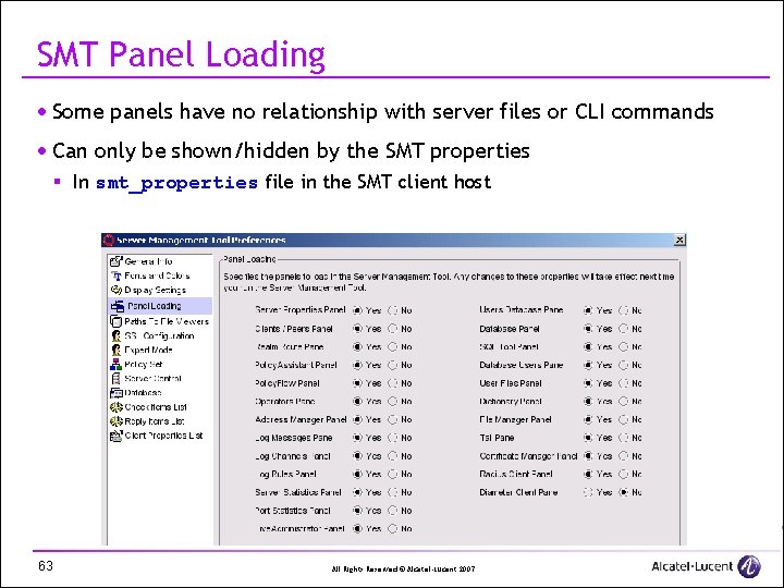 SMT Panel Loading · Some panels have no relationship with server files or CLI