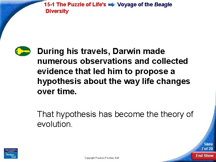 15 -1 The Puzzle of Life's Diversity Voyage of the Beagle During his travels,