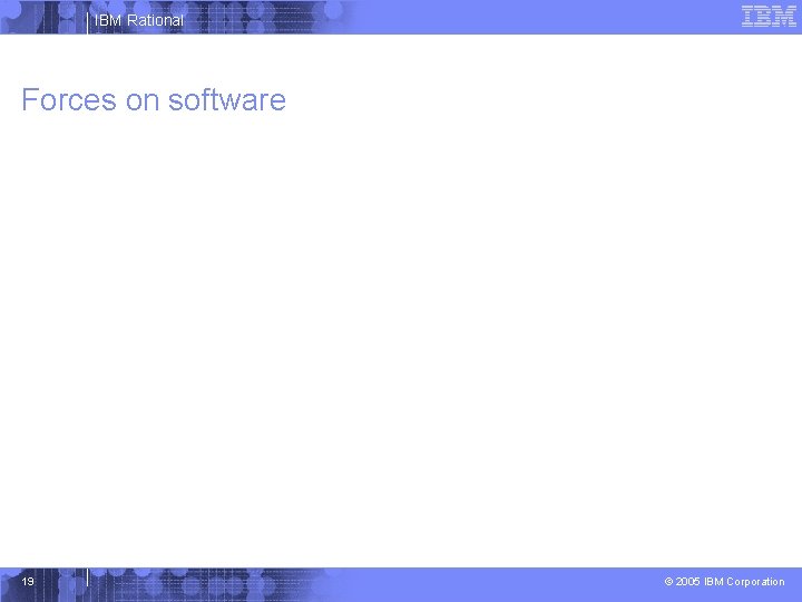 IBM Rational Forces on software 19 © 2005 IBM Corporation 