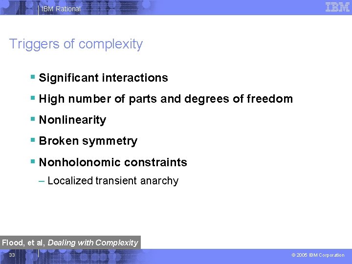 IBM Rational Triggers of complexity § Significant interactions § High number of parts and