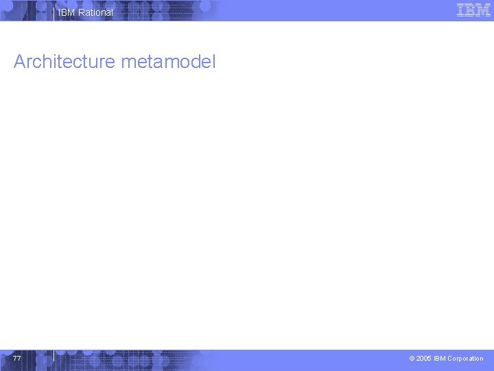 IBM Rational Architecture metamodel 77 © 2005 IBM Corporation 