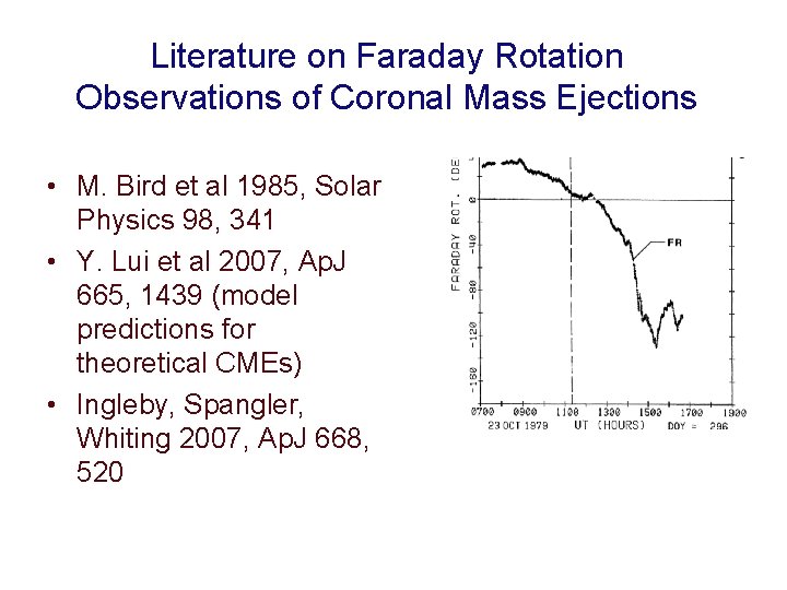 Literature on Faraday Rotation Observations of Coronal Mass Ejections • M. Bird et al