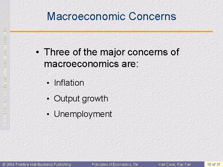C H A P T E R 17: Introduction to Macroeconomics Macroeconomic Concerns •
