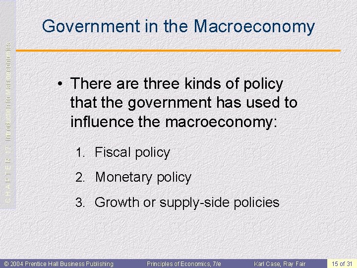 C H A P T E R 17: Introduction to Macroeconomics Government in the