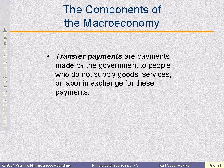 C H A P T E R 17: Introduction to Macroeconomics The Components of
