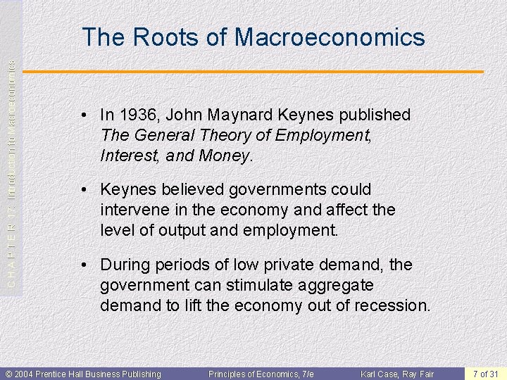 C H A P T E R 17: Introduction to Macroeconomics The Roots of