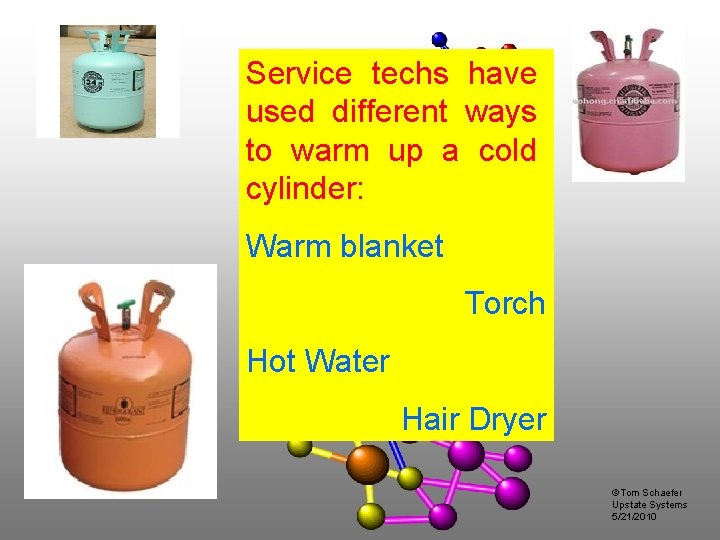 Service techs have used different ways to warm up a cold cylinder: Warm blanket