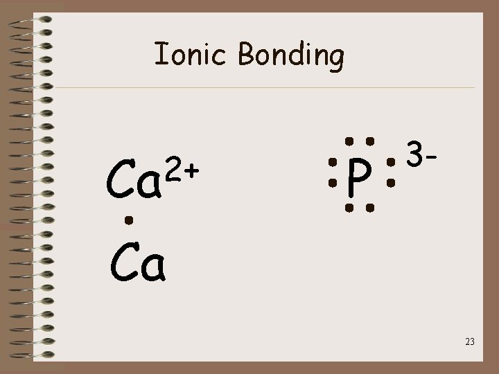 Ionic Bonding 2+ Ca P 3 - Ca 23 