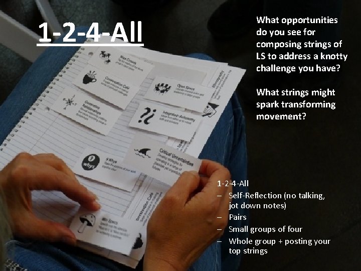 1 -2 -4 -All What opportunities do you see for composing strings of LS