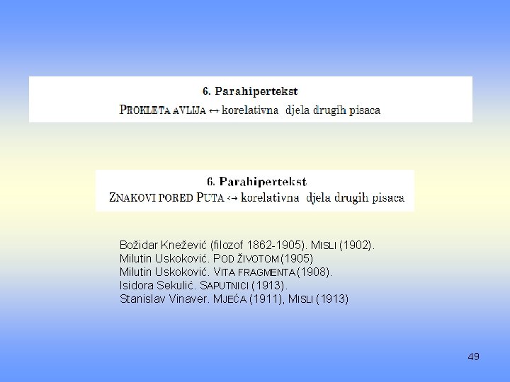 Božidar Knežević (filozof 1862 1905). MISLI (1902). Milutin Uskoković. POD ŽIVOTOM (1905) Milutin Uskoković.