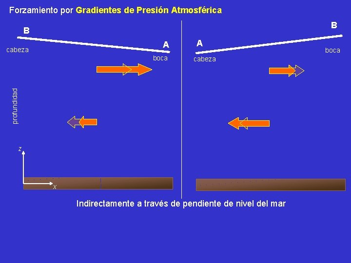 Forzamiento por Gradientes de Presión Atmosférica B B A cabeza profundidad boca A z