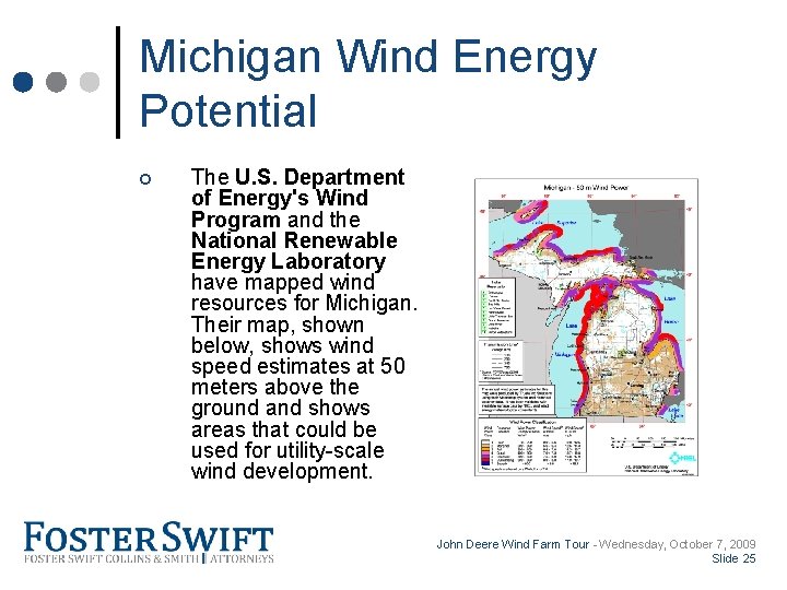 Cross Border Training Module Michigan Wind Energy Potential ¢ The U. S. Department of