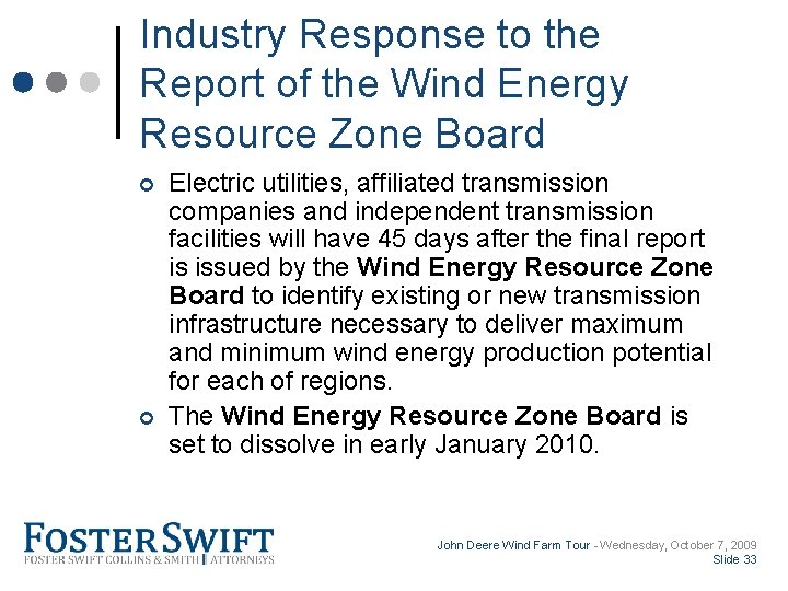 Industry Response to the Report of the Wind Energy Resource Zone Board Cross Border