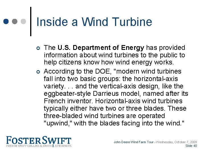Cross Border Training Module Inside a Wind Turbine ¢ ¢ The U. S. Department
