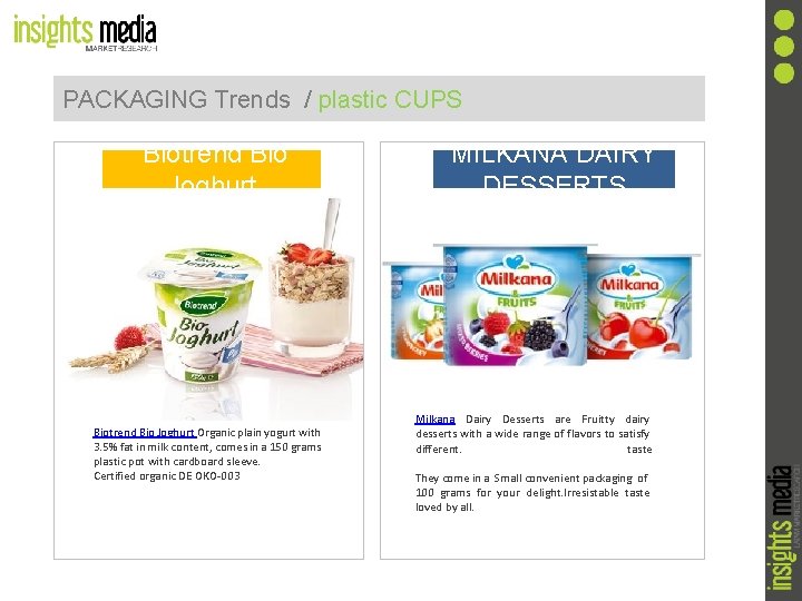 PACKAGING Trends / plastic CUPS Biotrend Bio Joghurt Organic plain yogurt with 3. 5%