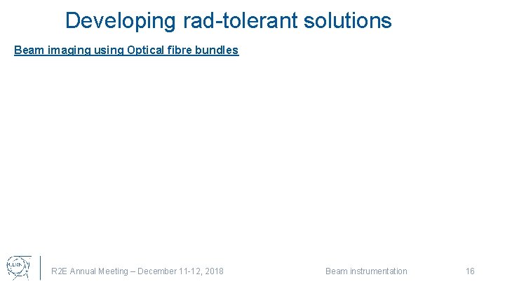 Developing rad-tolerant solutions Beam imaging using Optical fibre bundles R 2 E Annual Meeting