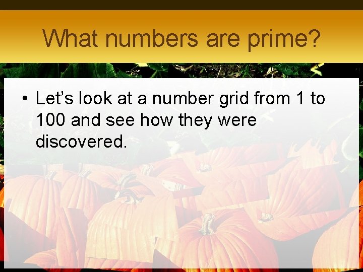 What numbers are prime? • Let’s look at a number grid from 1 to