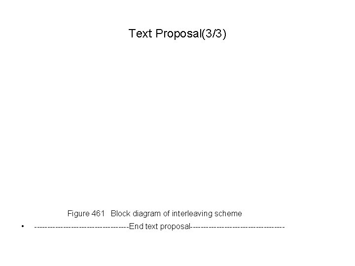 Text Proposal(3/3) Figure 461 Block diagram of interleaving scheme • ------------------End text proposal------------------ 