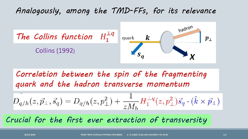 Analogously, among the TMD-FFs, for its relevance Collins (1992) Correlation between the spin of