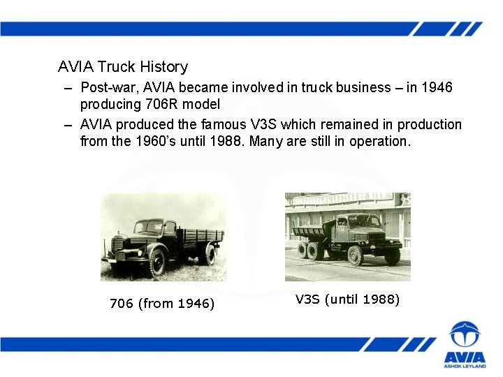 AVIA Truck History – Post-war, AVIA became involved in truck business – in 1946